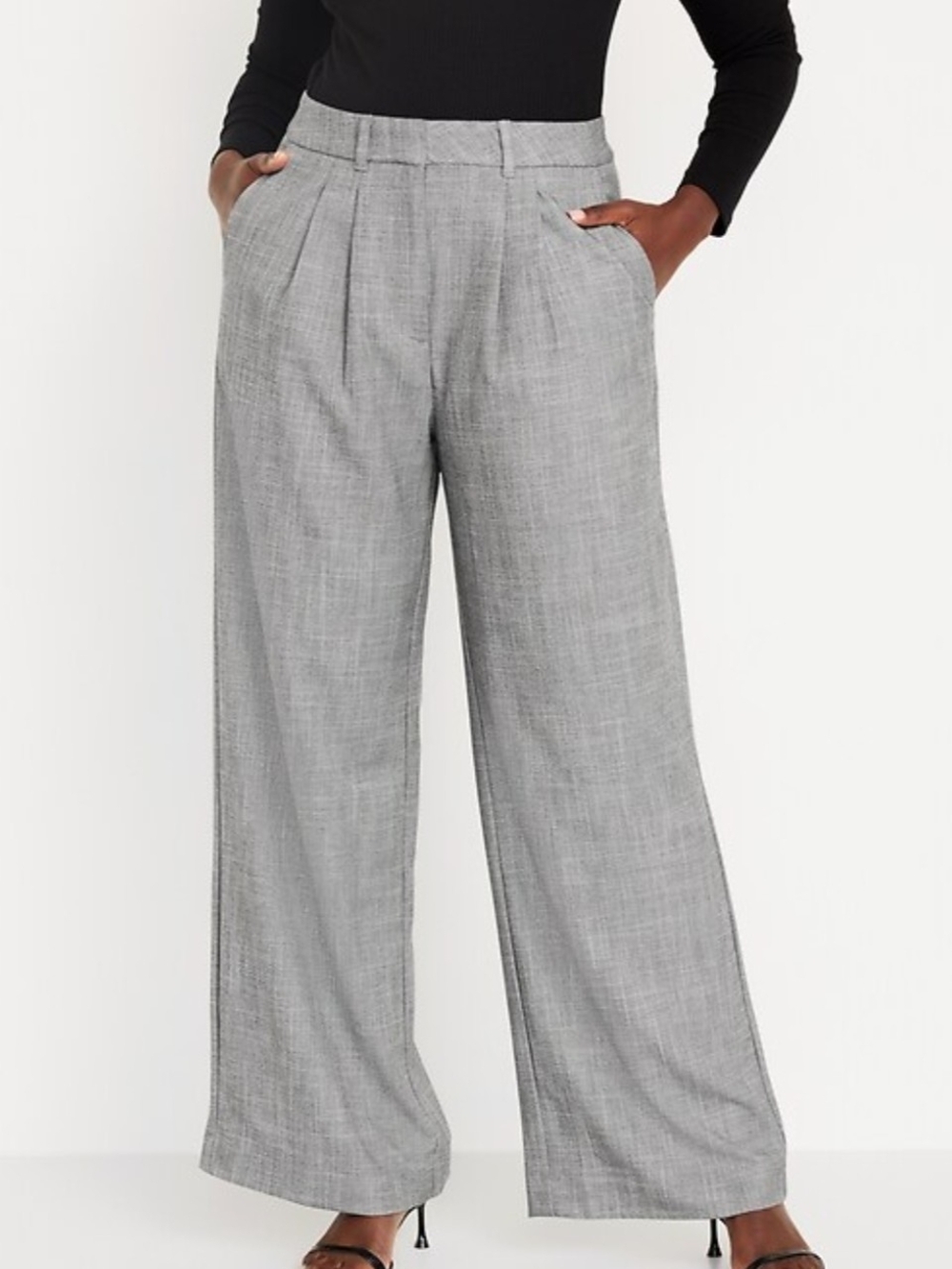 Old Navy High Waisted Taylor Wide-Leg Gray Trousers